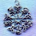 Rose and Triquetra Pentacle 1 3/8 inch diameter
